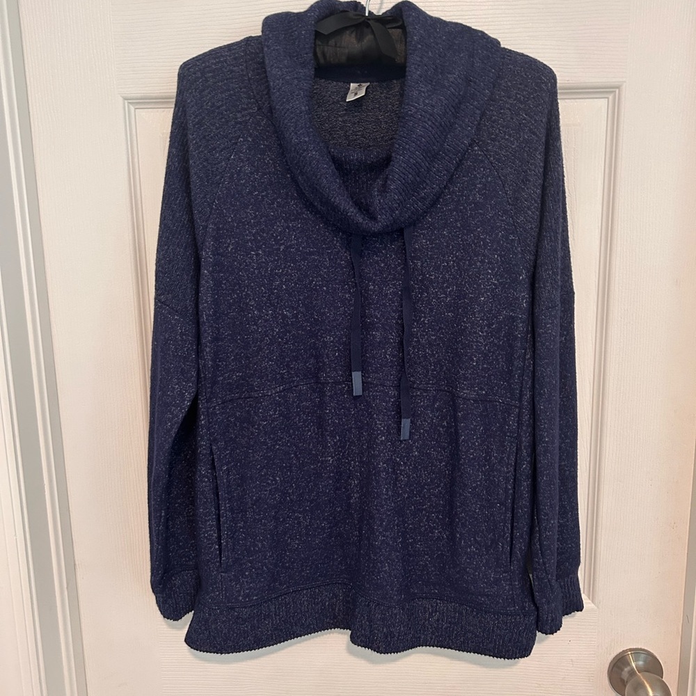 Navy Cowl Neck Sweater Pullover w Pockets Size S